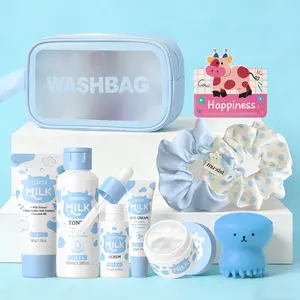 Laikou Daily & Night Skincare Set, Including Cleanser & Toner & Serum & Eye Cream & Essence Cream, Hairpin Suit, Bandeau, Hair Band, Octopus Brush, Makeup Bag, Card, Beauty & Personal Care Product for Women & Men