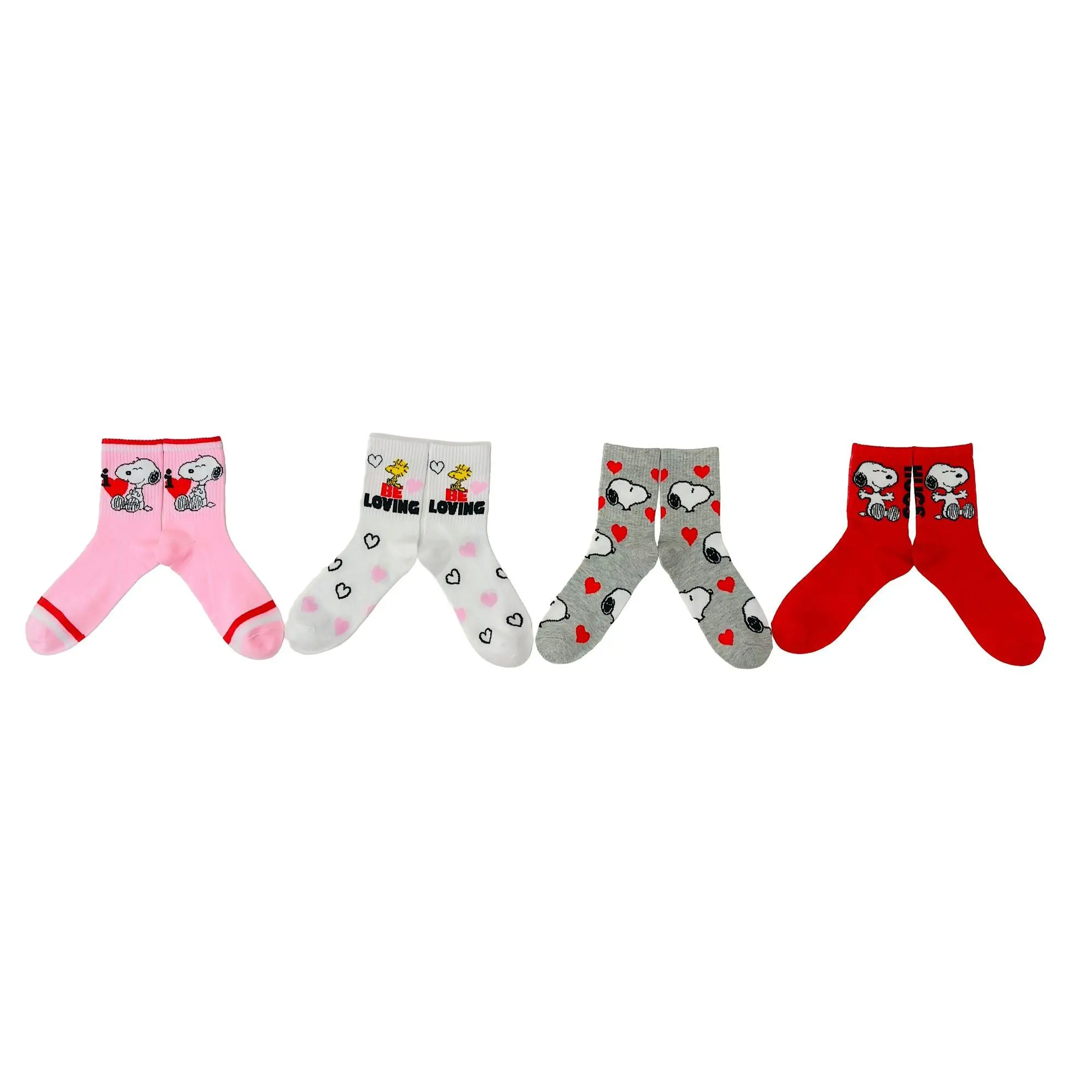Peanuts Ladies' Gift Boxed Set of 4 Valentine'sDay Crew Socks Peanuts Ladies' Gift Boxed Set of 4 Valentine'sDay Crew Socks