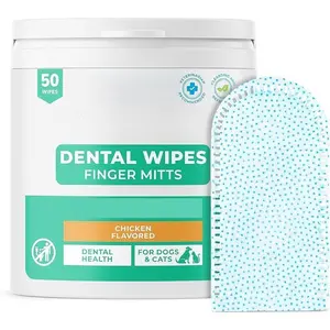 Dog Dental Care Finger Mitt - Plaque & Tartar Prevention Wipes with Brushing Beads - Peppermint Flavored Teeth Cleaning for Dogs - Breath Freshener & Oral Hygiene - Reusable Pet Dental Wipes hartz products