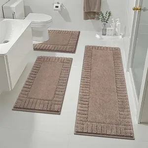 [TiktokShopHolidayHaul]Bathroom Rugs Sets, bathroom carpet, 3 Piece Bathroom Shower Rugs with U-Shaped Contour Toilet Mat Absorbent Microfiber Plush, Bath Mats Non Slip Bath Rugs Machine Washable Shaggy Bath Mat Set