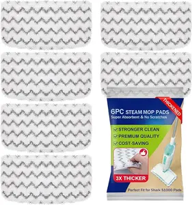 6 Pack Microfiber Steam Mop Pads Replacement for Shark Steam Mop S1000, S1000A, S1000C, S1000WM, and S1001C, Dirt Grip Cleaning Pads