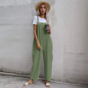 Cotton and linen one-piece overalls