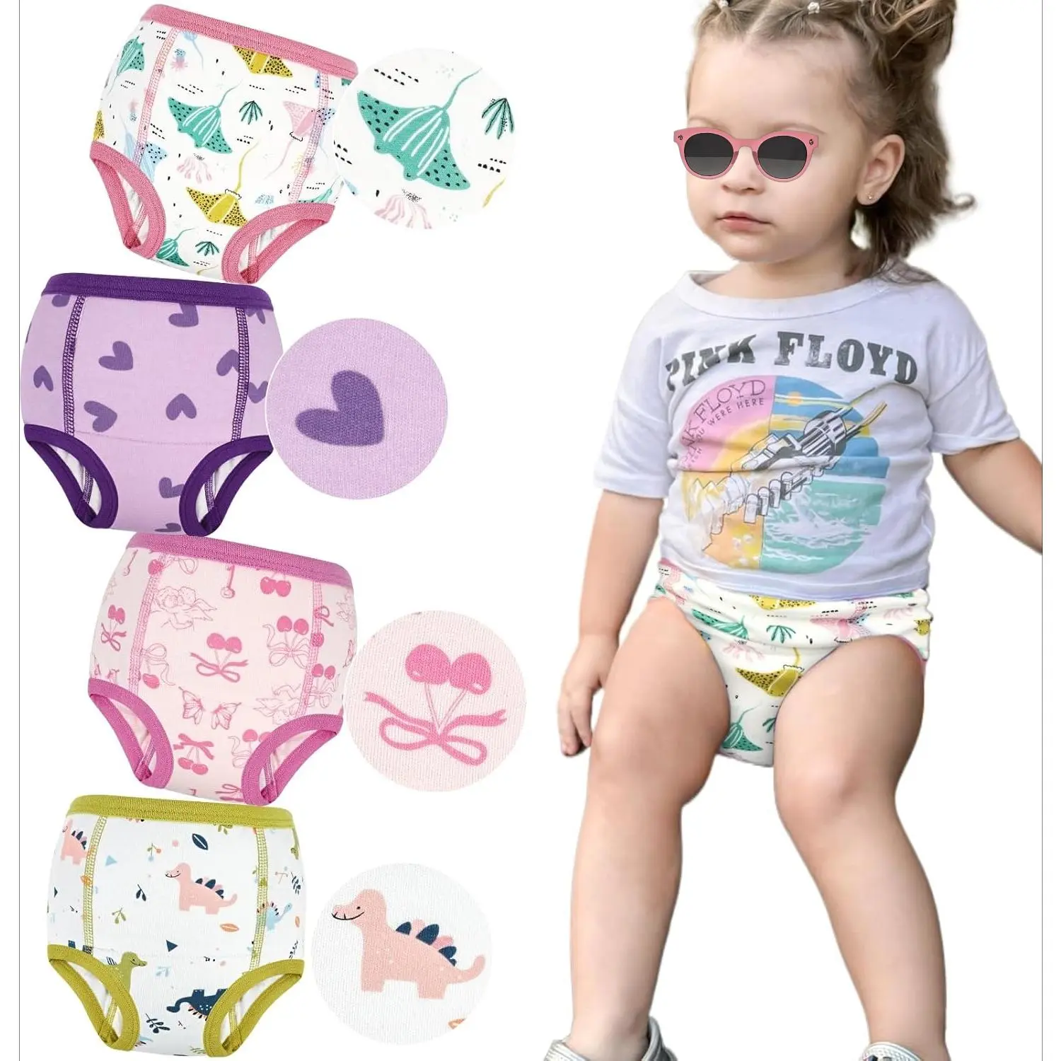4-Pack Toddler Training Underwear for Kids, Soft Breathable Graphic Cotton Briefs with 6-Layer Absorbent Protection, Soft Breathable Underwear, Children, 4T, Fitted, 3T, 2T