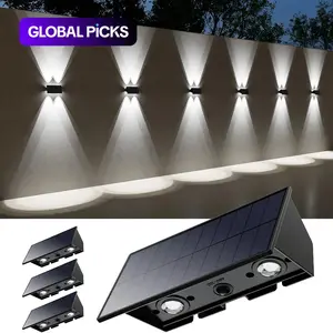 Outdoor Solar Fence Light, Wall Lamp, Pathway Light, Waterproof Design, Dual Warm and Cold Light, LED Color Adjustable, Garden Lighting