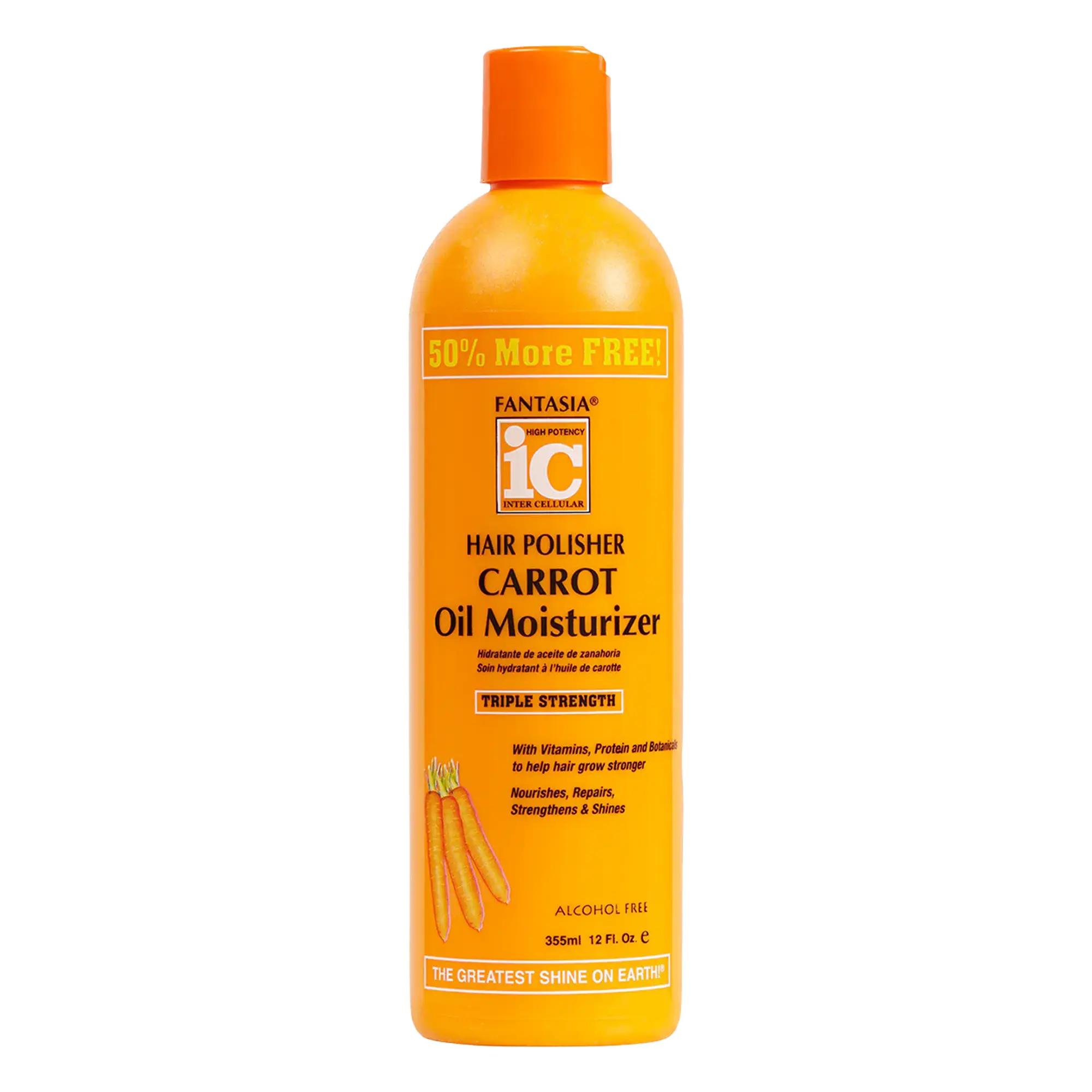 Fantasia IC Carrot Oil Lightweight Moisturizer & Leave-In Treatment for Dry, Fragile Hair, Hydrates & Adds Shine, Non-Drying Formula - 12 oz, Moisture, Haircare, Daily, Moisturizing, Lightweight Oil, Alcohol Free, Hydrates Shine, Liquid, Daily Styling, Hy