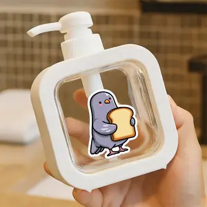 Cute Pump Dispenser with Cartoon Style Pigeon Design - Refillable Soap/Liquid Dispenser for Kitchen & Bathroom - Plastic Material, Easy to Use, Fun & Playful Decorative Accent
