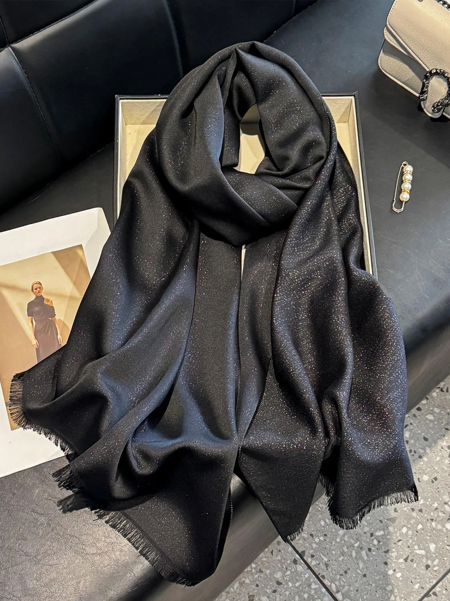 Women's Solid Color Polyester Scarf Wrap, Fashionable Soft Comfortable Shawl for Casual Daily Wear, Trendy All-match & Exquisite Scarf for Birthday Gift, Head Scarf