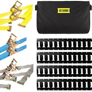 4' Black E track Kit - 4 Rails + Ratchet Straps + E track Bag - 11 Pcs