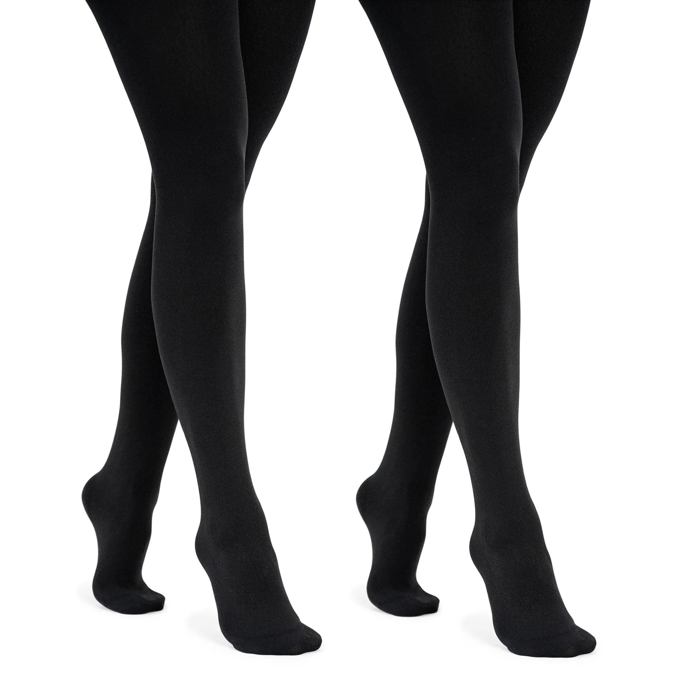 Women's 2-Pair Fleece Lined Spandex Tights - Warm, Lightweight, Form-Fitting, Plus Size Available