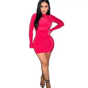 Iconic Long Sleeve Bodycon Mini Dress With Thumb Hole Detail On Sleeve