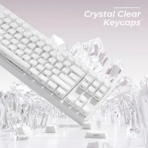 Crystal Magic Dual Color Side-Print Pbt Keycap Set, 136 Keys Custom Mechanical Keyboard, Cherry Profile Compatible, 61/64/68/84/87/100/104/108 Layouts, Crystal Clear Keycaps