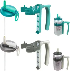 DIPESI Portable Flip-Top Straw Lids for 12oz Soft Drink Cans – 2 lids with straws + 2 can holders with handles – Suitable for soft drinks, beer, carbonated beverages – Easy to hold, leak-proof