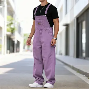 YXLUOKY Men's Casual Denim Bib Overalls with Pockets Lightweight Front Double Compartment Bib Pocket & Large Hand Pockets for Spring Summer Fall Winter Streetwear Daily Wear