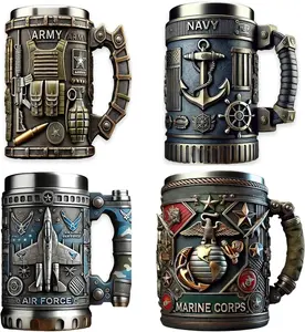 250th Anniversary America Military 3D Mug | Army Navy Air Force Marine Corps Mug for Men – Veteran & Patriotic Gift