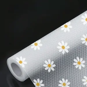 30cm*3m Waterproof Non-Slip Plastic Shelf Liner Roll,Multipurpose Cabinet Drawer Mat Liner for Kitchen Daisy Design