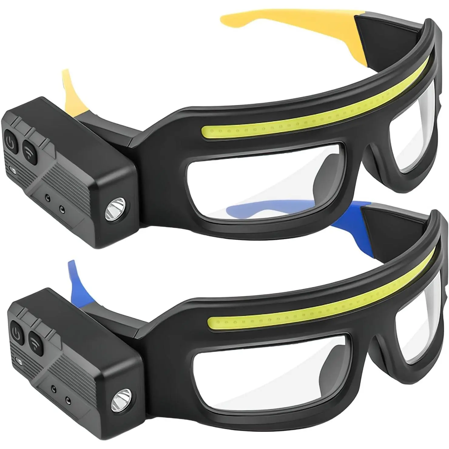 Unisex Headlight Glasses, Rechargeable ABS & Silicone Safety Eyewear with Motion Sensor, 5-Mode 800 Lumen LED for Camping & Work