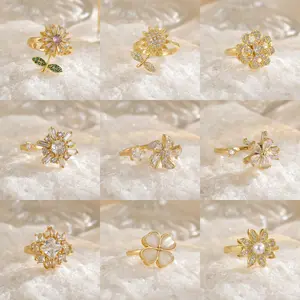 Sunflower High-End Zircon Rotating Stress Relief Ring Suit Scarf Accessory Sun Light Luxury Niche Exquisite