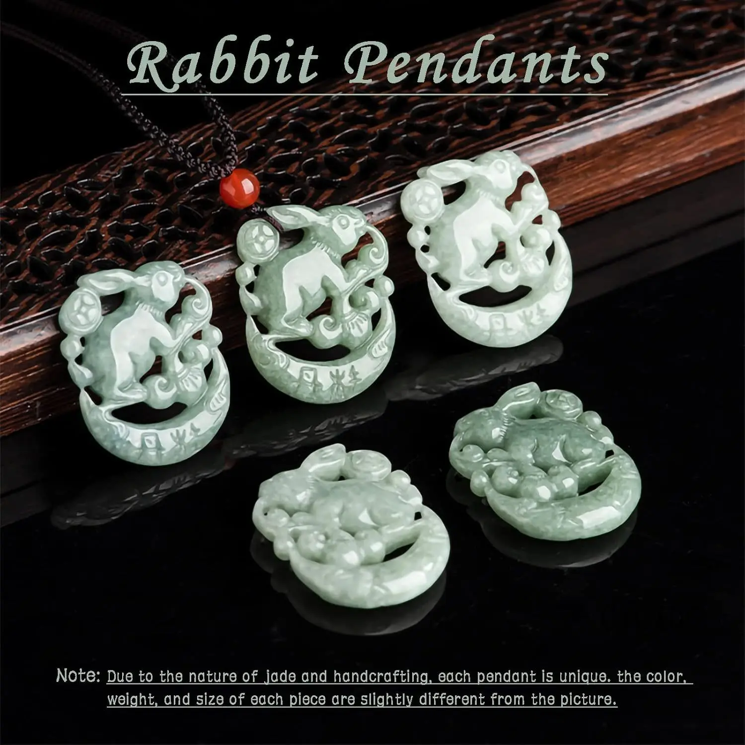 Natural Jade Rabbit Pendant - Wealth Attracting Natural Green Jade Pendant with Auspicious Meaning, Symbolizing Good Luck, Fortune, and Courage