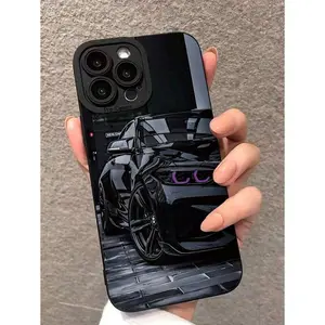 High-Precision Edged Black Racing Car Painted Anti-Drop Phone Case Suitable For IPhone17/IPhone17 Air/IPhone17 Pro/IPhone17 Pro Max/16 Pro Max/15 Pro Max/14 Pro Max/13 Pro Max/12 Pro Max/11 Pro Max