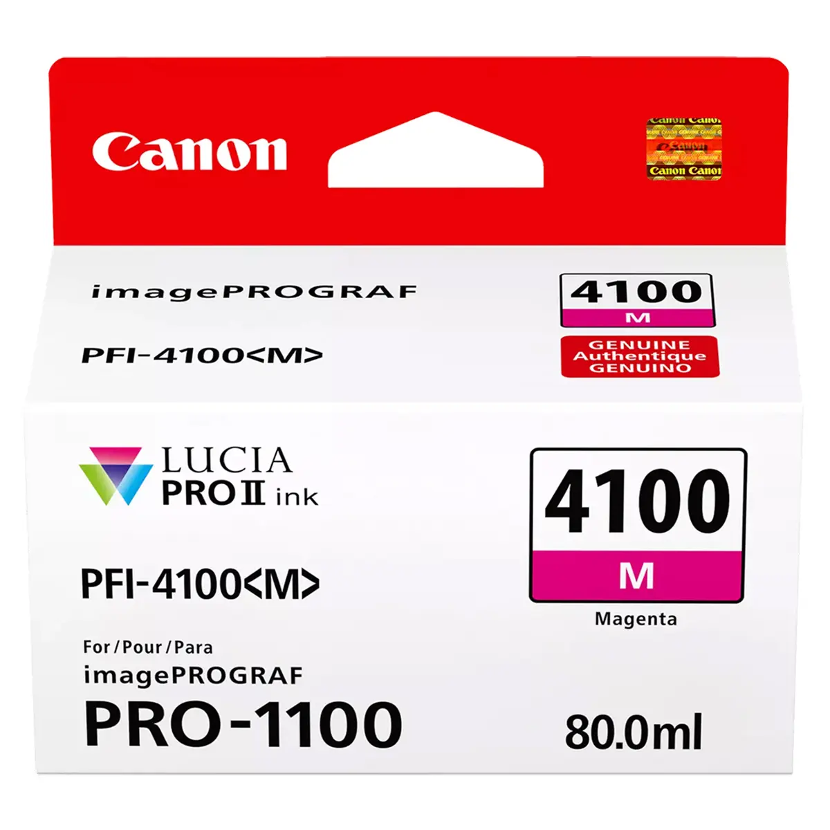 Canon PFI-4100 80ml Pigment Ink Tank - Chroma Opt., High-Gloss, Compatible with imagePROGRAF PRO-1100 Printer, Magenta
