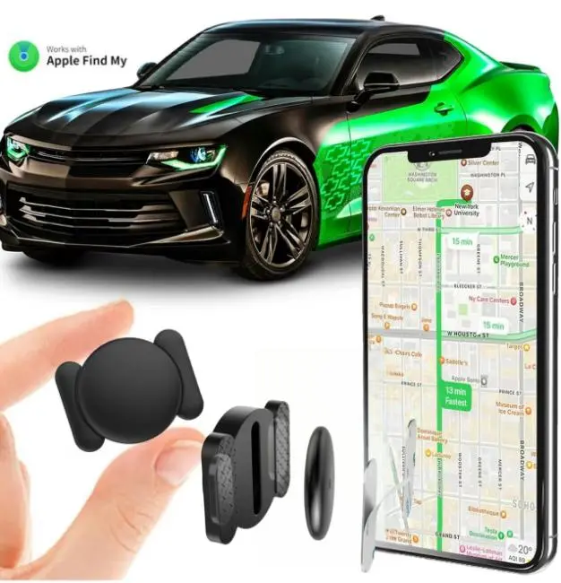 Magnetic Hidden Vehicle Tracking Tag, Subscription-Free GPS Locator Compatible with Apple Find My (iOS Devices Only)