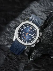 2026 Hot Selling Top Luxury Brand Japan VD53 Mov Chronograph Quartz Watch Stainless Steel Silver-Blue Rubber Strap Luminous Waterproof