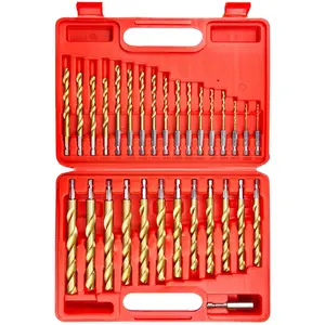 30 count Impact Twist Drill Bit Set,1/16"-1/2" Hex Shank Hss Titanium Drill Bits,Fit for Metal//Plastic Sink