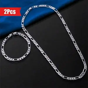 2pc   Silver Plated Minimalist INS Style Necklace, Hip Hop Cool Necklace Suitable For All Occasions Cross Pendant Jewelry