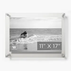 11x17" Photo Floating Acrylic Clear Picture Frame (Frame Size 15x21")