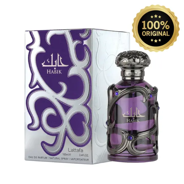 Lattafa Habik Men's Eau de Parfum, Classic Pure Musk Scent with Fresh Citrus, Spice, and Woody Notes, Long-Lasting Natural Spray, 100ml / 3.4 fl oz