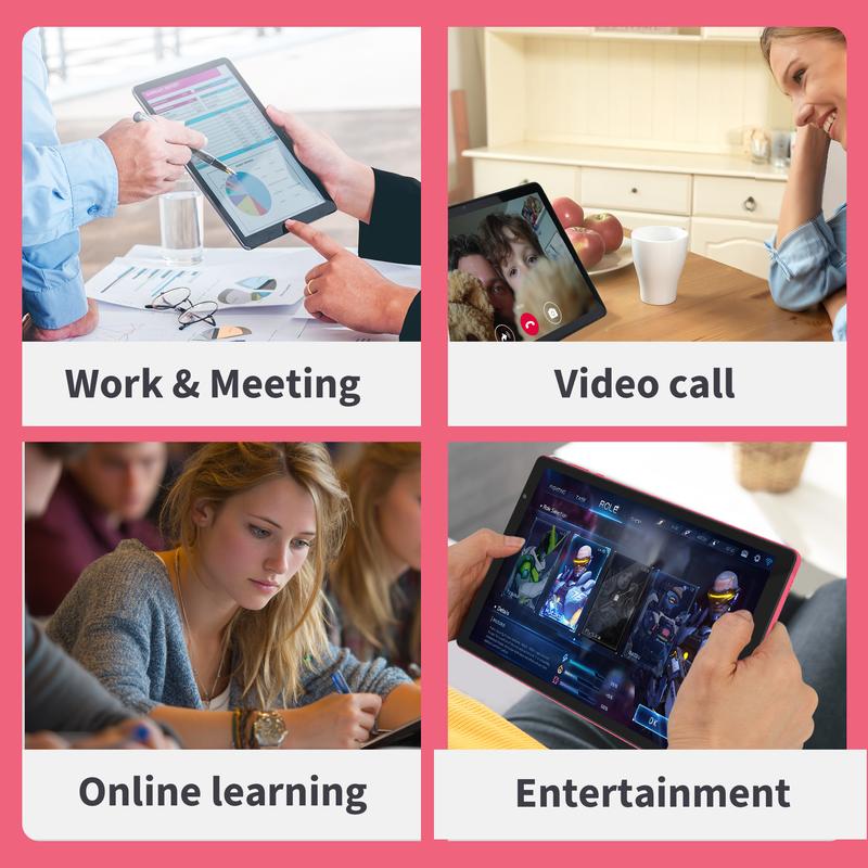 Veidoo 10.1" Android Tablet – 3GB RAM, 64GB +256GB Expandable, HD Touchscreen, 5G WiFi, Face Unlock, Eye Care Mode (Rose Pink)