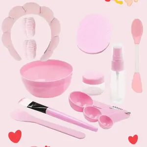 13-Piece DIY Mask Mixing Tool Set, Includes Stirring Bowl, Brushes, Spatula, Spray Bottle, Adjustable Headband, Facial Skincare Tools & Towels