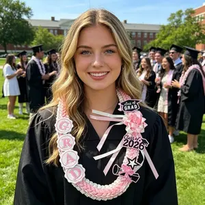 2026 Graduation Party Supplies, Multi-Color Braided Lace Handmade Collar Decor Ribbon, 2026 Numbered Pendant, Graduation Attire Accessories