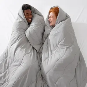 Instant Cooling Comforter Queen 90"x90" Blanket for Hot Sleepers Night Sweats Breathable Lightweight All-Season Bedding Pet-Friendly Oeko-TEX & GRS Certified Gray