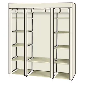 CalidoCasa 69" Portable Clothes Closet Wardrobe with Hanging Rod & 12 Shelves, Non-Woven Fabric Cover, Steel Tube Frame, Dustproof & Waterproof Storage Organizer for Bedroom, Dorm & Apartment