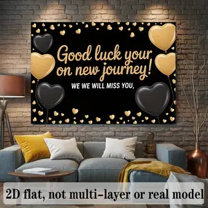 2D Flat, Party Banner 1pc, 2D Flat, Wishing You Good Luck on Your New Journey Background Decoration Background Photo Props, Polyester Banner Decor, Home Decor, Room Decor, Wall Decor, Party Background Decor, P