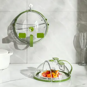 Upgraded Foldable Microwave Splatter Cover with Dual Water Steamer, 10 Inch Clear Vented Food Lid with Handle, Anti-Splatter Microwave Cover for Moisture-Rich Heating, Kitchen Gadget