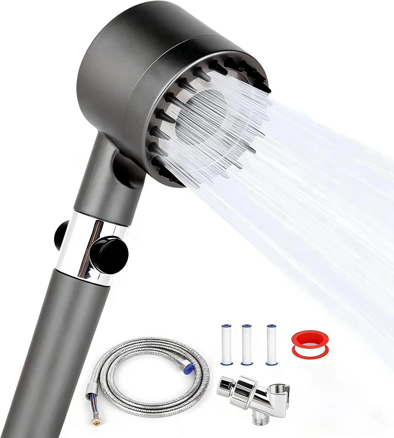 Shower Head Set of Six，Powerful high-pressure shower head for bathroom bathing, filter shower head, spray shower head, hand-held shower head