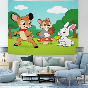 Cute Cartoon Forest Animal Tapestry, Warm Stylish Wall Hanging, Youthful Personalized Soft Decor, Effectively Hides Sundries and Electric Switches, Ideal Housewarming Birthday Christmas Gift