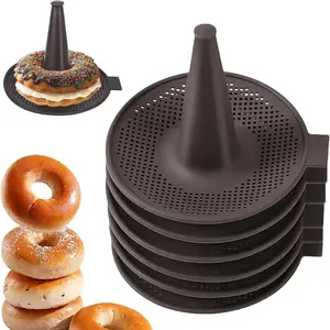 6pcs Silicone Donut Molds, Brown Baking Mold Set, Pastry Molds for Baking Bagel, Doughnut, Cakes, Mousse Pudding