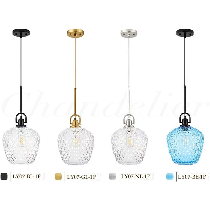 Large Glass Pendant Lights Kitchen Island, 10" 1-Light Black Fixtures with Hammered Glass Modern Hanging Light for Kitchen Island Dining Room Entryway Foyer