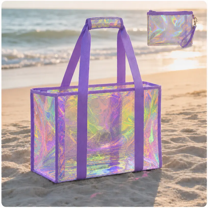 Clear Beach Bags Waterproof Sandproof for Women, Large Jelly Tote Zipper Pool Bag Cruise Essentials 2026