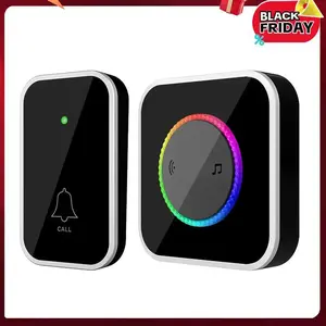 Wireless Doorbell – Easy Installation, Waterproof Wireless Door Bell with Adjustable Volume, 45 Chimes & Colorful LED, 1000Ft Long Range Doorbell for Home, Office, Apartment & Classroom, Black Smart Doorbell Kit