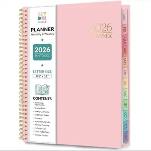 Skydue 2026 Planner Monthly & Weekly Letter Size 8.5"x11" with Reference Information Yearly Goals Important Dates Contacts Weekly Calendar Holidays List Extra Note Pages Storage Pocket