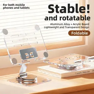 Stainless Steel iPad Stand Holder Adjustable & Rotating Tablet Stand for Desk Compatible with iPad Kindle PS Switch iPhone 12.9"-4.7" PC Office Accessories Metal Tablet Stand Wireless Smartphone Fitting Adapter Computer Man Smartphone Mount