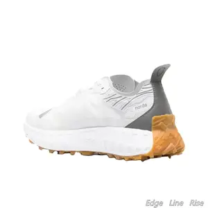 Off-White Runners with Light Gray-Silver Accent Channel, Functional Warm Orange Accent Dot & Grip Tread Pattern — Off-White Impact-Dispersion EVA Platform, Dark Gray Rubber Outsole for Sunrise Dew Pavement