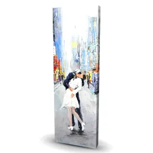 360 Stand 16x48 in. Kiss of Times Square Building Street Wall Print - Artistic Wall Artwork, City Scene Photo Room Decoration, Ideal Home Supplies Gift