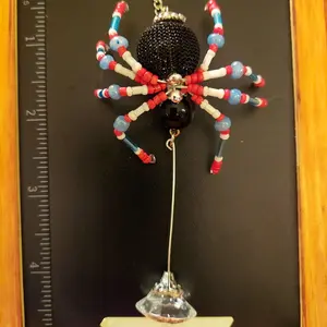 Beaded Spider, red white blue