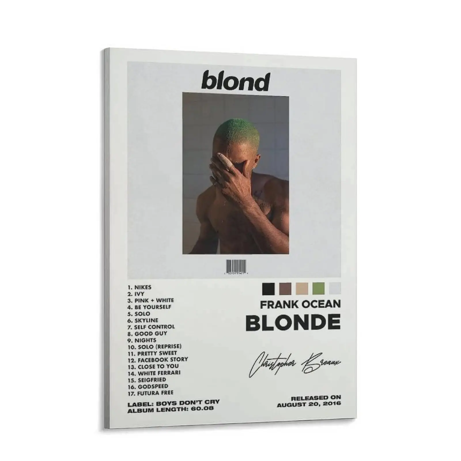 Hip Hop Art Print - Blonde Frank Ocean Custom Album Cover Poster, Room Decoration Gift for Music Lovers (Released 8/20/2016), Print Design, Artistic