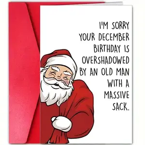 1pc Funny Christmas Greeting Card, Merry Christmas, Holiday Card, Heartfelt Holiday Greetings For Christmas, New Year, Festive Celebration, Elegant Finish, Premium Cardstock, Ideal For Anyone, Custom Message Card